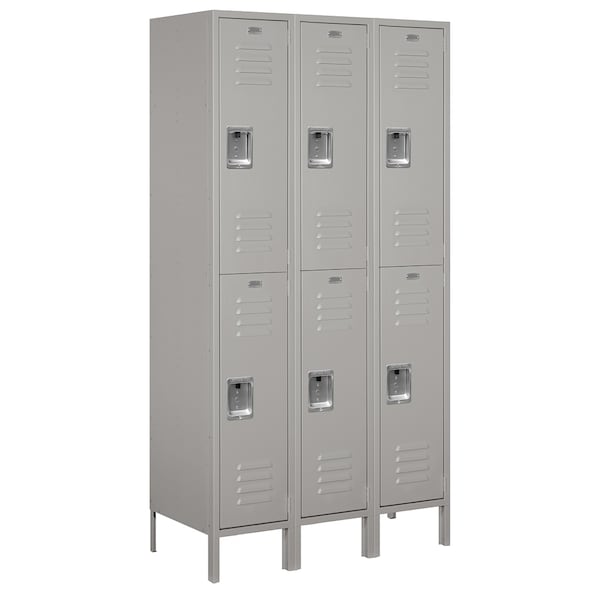 Wardrobe Locker, 45" W, 18" D, 78" H, (3) Wide, (6) Openings, Gray
